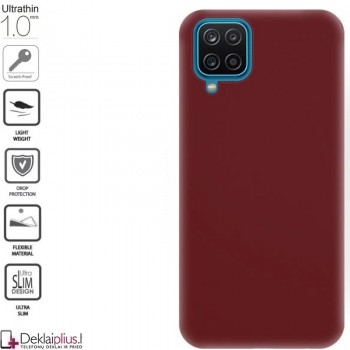 Silikoninis 1mm. storio dėklas - bordo spalvos (telefonams Samsung A12)